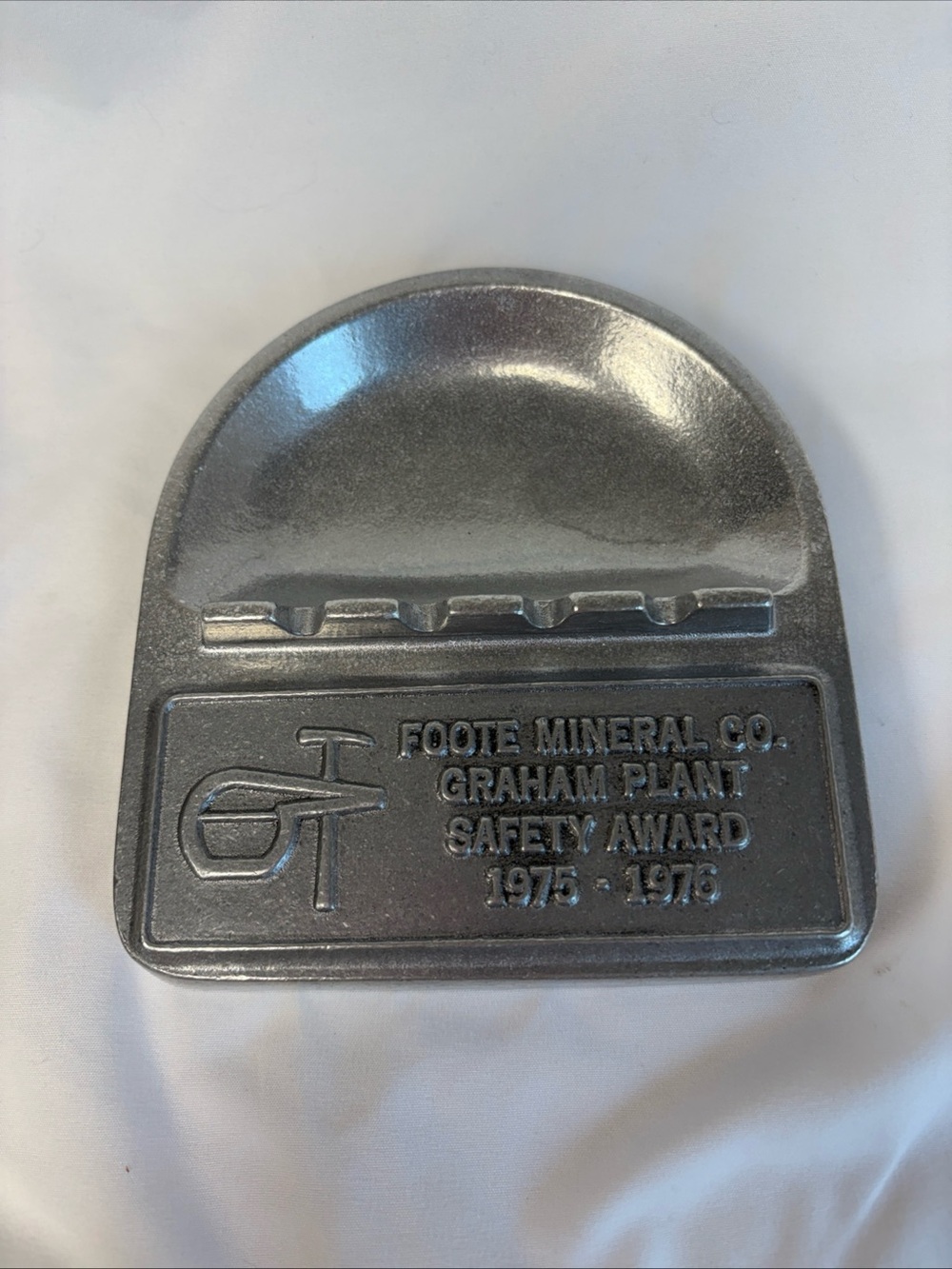 New Wilton Armetale Metal Ashtray  Foote Mineral Co. Graham Plant Safety Award
